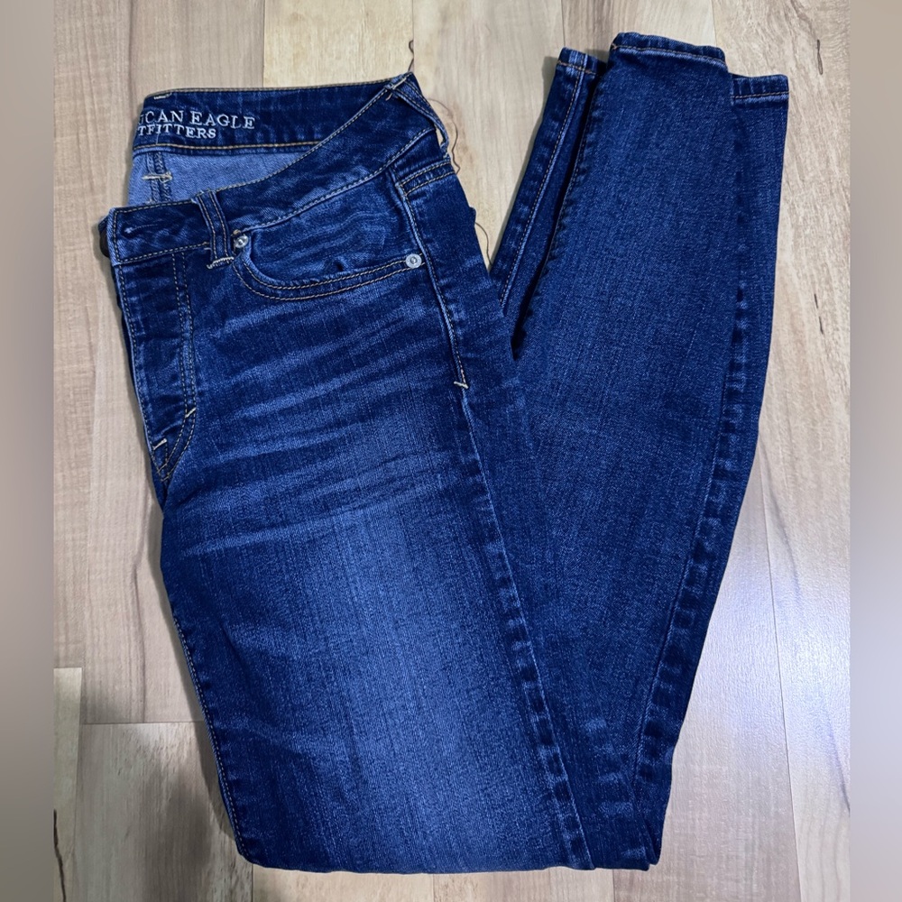American Eagle Outfitters Women's Dark Blue Skinny Jeans
